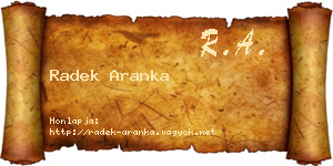 Radek Aranka névjegykártya